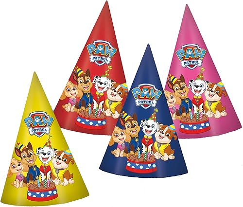 TIB Heyne Lot de 6 chapeaux de fête « Patoll » - Pour anniversaire d'enfant et fête à thème - Avec élastique - Décoration d'anniversaire - 15 cm - Nail Gallerys