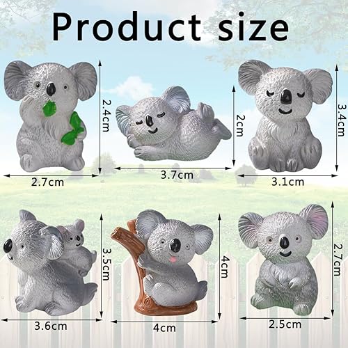 KJoet 6 Pièces Koala Figure Mini Animal Modèle Figurine Statue Décorée Micro Ornements Gâteau Topper Décor Figurines De Jardin Décorations d'animaux - Nail Gallerys