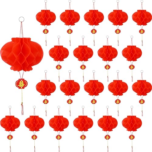 Mudder 20 Pièces 7,9 Pouces Lanternes Chinoises en Papier Rouge Lanternes Chinoises 2022 Décoratives Suspendues Décors Suspendues Festival Petites Décorations de Lanternes Chinoises pour Nouvel An - Nail Gallerys