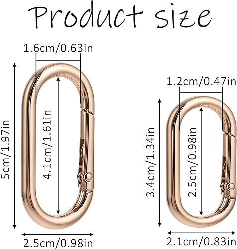 Aeaocvo Lot de 2 mousquetons dorés de 40 mm - En acier inoxydable - Ovales - Pour portefeuille, porte-clés, bricolage - Nail Gallerys