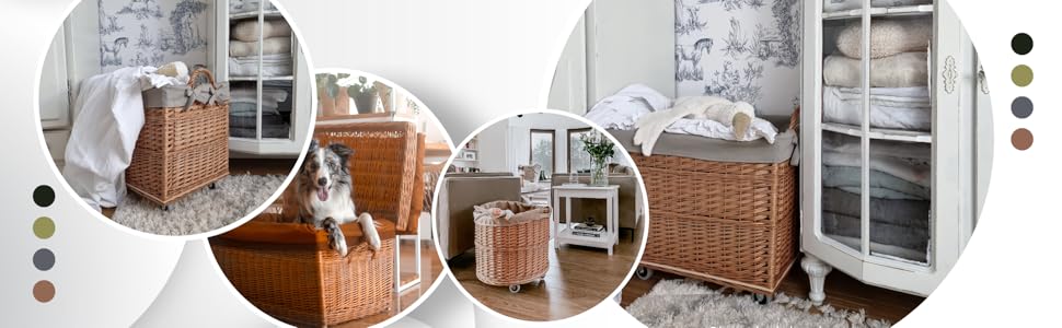 coffre osier, malle en osier , boit rond, panier rangement, box a rangement, malle de rangement