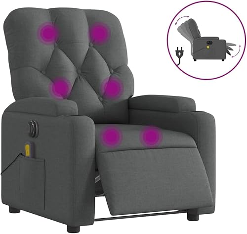 Sufrk Fauteuil inclinable de Massage électrique Gris foncé Tissu,Fauteuil De Massage,Fauteuil De Relaxation,Fauteuil Inclinable De Massage - Nail Gallerys