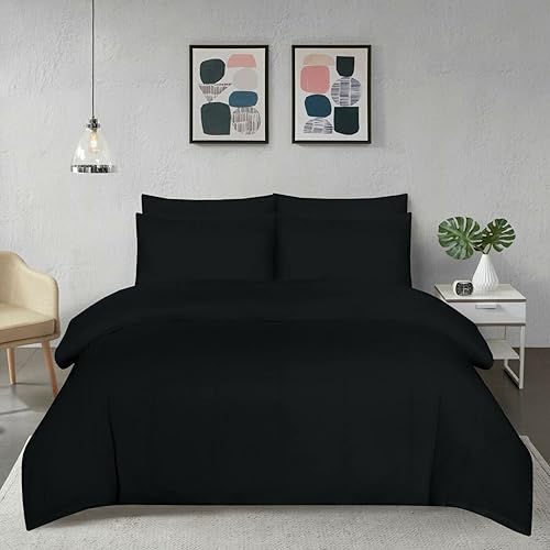 Parure de lit 100 % coton égyptien, 200 fils au pouce carré, avec housse de couette et taies d'oreiller gratuites, infroissable et facile d'entretien, pour lit simple, double, king size, super king - Nail Gallerys