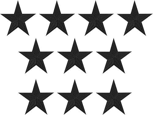 PATIKIL Thermocollant Correctifs, 10 Paquet 5 Étoile Coudre Brodé Correctifs Appliques Embellissements pour Vêtements Vestes Chapeau Sac Dos Réparation Décorations, Noir - Nail Gallerys