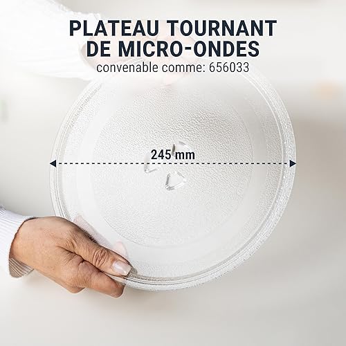 Plateau tournant Ø 245 mm pour micro-ondes Plateau tournant en verre Plateau tournant de rechange Plateau tournant en verre pour micro-ondes Plateau tournant en verre avec 3 picots - Nail Gallerys
