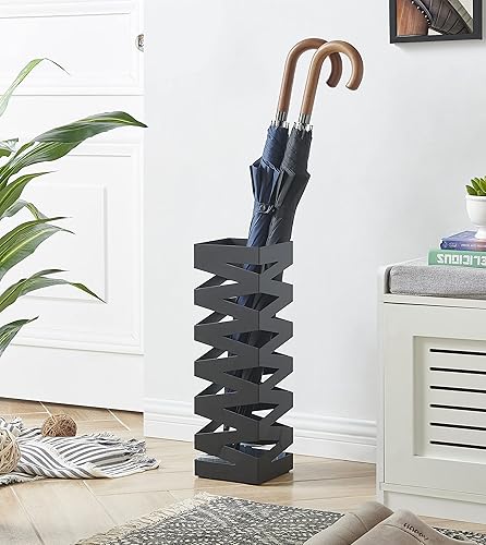 ACAZA Porte Parapluie en métal avec Bassin d'Eau, Noir - Nail Gallerys