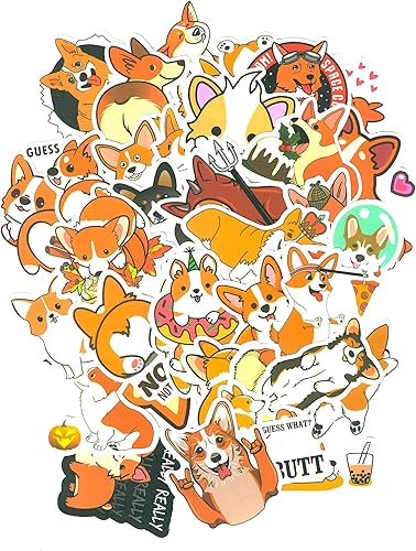 SET PRODUCTS Top Stickers ! Lot de 50 Stickers Corgi - Autocollants Mignons Non Vulgaires – Animaux, Chiens, Guess What Corgi Butt - Customisation Portable, Bagages, Scrapbooking (#50-Corgi) - Nail Gallerys