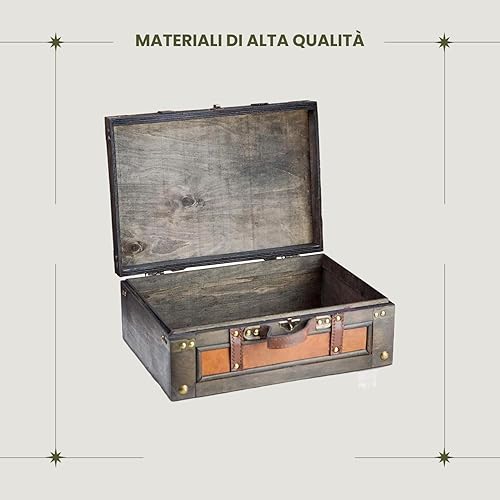 Brynnberg - Coffre au Trésor - Fabrication Durable en Bois et Métal - Design Vintage, Unique et Artisanal avec Fermeture Frontale - Élément Décoratif Frappant - Marco 38x27x14cm - Nail Gallerys