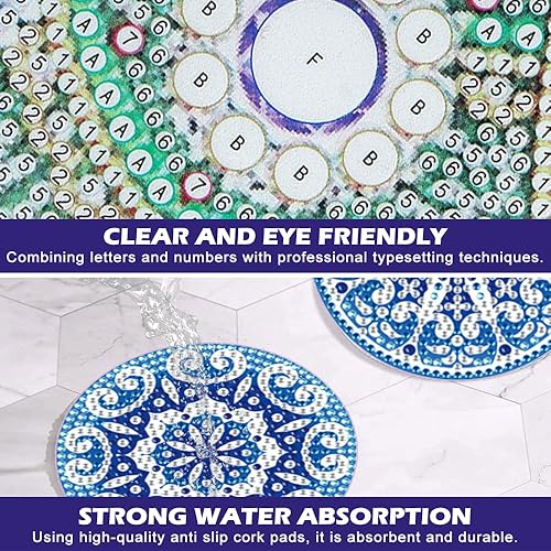 MHwan 8 pièces de Dessous de Verre acryliques tridimensionnels pour Peinture Diamant 5D, Mandala Bleu Exquis, Non absorbants, indéformables, Peuvent être réutilisés Pendant Longtemps - Nail Gallerys