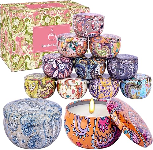 SUPERSUN Coffret cadeau de 12 bougies parfumées pour femme - Magnifique ensemble de bougies parfumées en cire de soja avec un parfum agréable pour l'aromathérapie, Noël et les mariages - Citron - Nail Gallerys