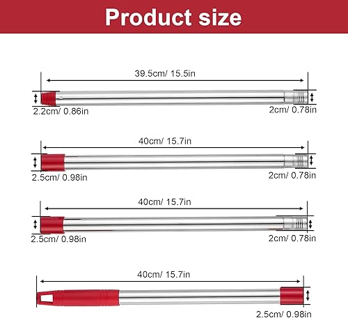 AMONENZ 4 Sections Manche Telescopique, Acier Inoxydable Perche Telescopique Peinture, Épissé Manche Balai, avec Poignée PP Perche Peinture, pour Maison, Lave-Auto, Hôtel - Nail Gallerys