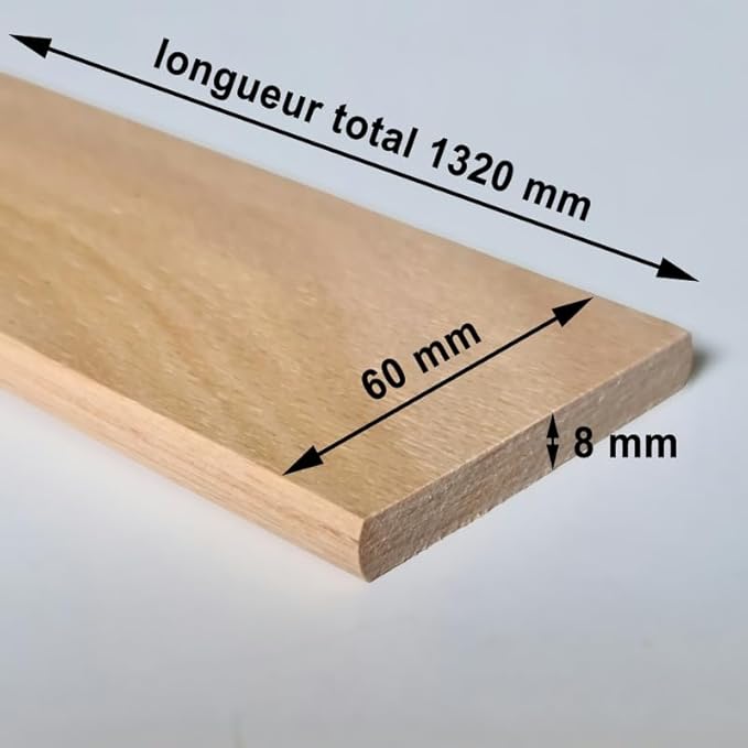 SCM Créations Lot de 3 Lattes 132 cm (1320mm) Largeur 60 mm épaisseur 8 mm 7 Plis, Latte de lit - Nail Gallerys