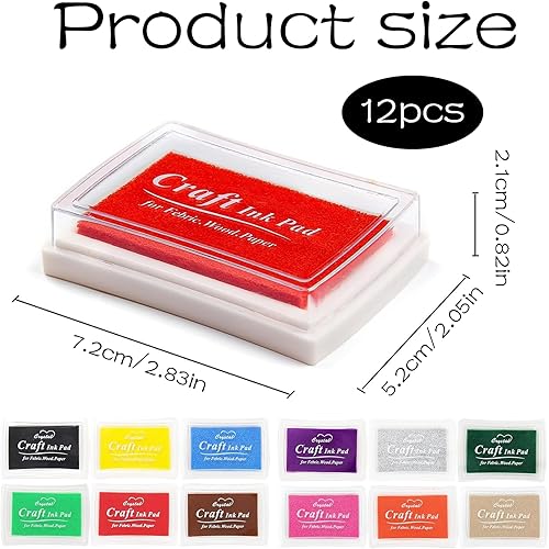 Lot de 12 tampons encreurs colorés pour empreintes digitales, encreurs pour enfants, encre bleue, pour travaux sur papier, bricolage, artisanat, empreintes digitales, scrapbooking - Nail Gallerys