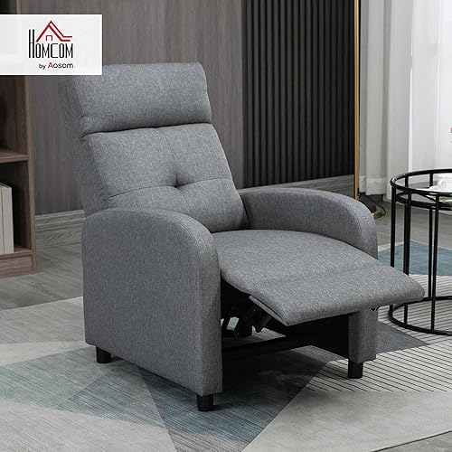 HOMCOM Fauteuil de Relaxation Fauteuil de Salon Relax inclinable manuellement avec Repose-Pied revêtement Effet Lin capacité de Charge 150 kg Design Moderne Gris - Nail Gallerys
