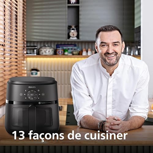 Philips Air Fryer Série 2000 6.2L - 13 façons de cuisiner, technologie Rapid Air, jusqu'à 90% de matières grasses en moins, fenêtre de cuisson, écran tactile, noir (NA230/00) - Nail Gallerys