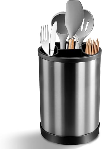Porte-Ustensiles De Cuisine Rotatif,Récipient à ustensiles de cuisine,Étagère à ustensiles de cuisine en acier inoxydable Rotatif,Organisateur D'Ustensiles pour Cuillère,nettoyer，Fourchette - Nail Gallerys