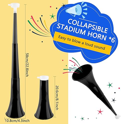 Hoarost Lot de 16 klaxons de stade pliables en plastique de 61 cm pour événements sportifs, remise de diplôme, jeux sportifs (vert) - Nail Gallerys