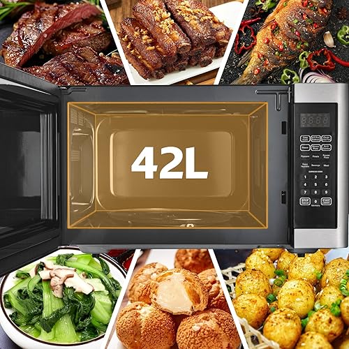 Smad Four Micro-ondes Grill 42L avec Multiples Modes de Cuisson Tout-en-Un, Inclus Grill, Combi et Décongélation, Micro-Ondes Combiné 1100W avec 11 Niveaux de Puissance, Grill 1400W, Design Moderne - Nail Gallerys