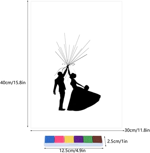 Acouto Livre d'or de Mariage avec Empreintes digitales, Peinture sur Toile, décoration de la Maison avec Tampon encreur pour fête d'anniversaire de Mariage, 30 x 40 cm - Nail Gallerys