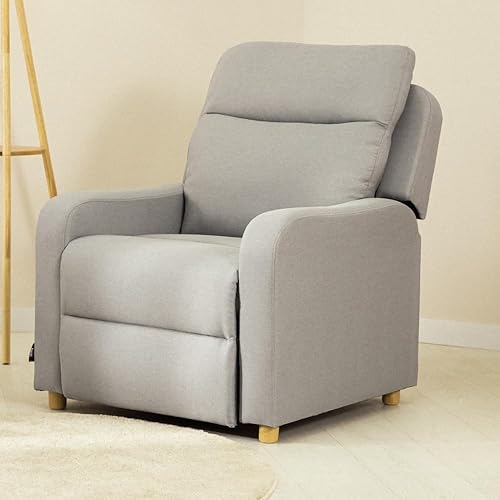 Nalui - Fauteuil Relax Salon Manuel (77x87x95cm) avec Repose-Pied et Structure Renforcée, Supporte jusqu'à 150kg. Fauteuil Inclinable 160º, Rembourré en Tissu | Beige - Nail Gallerys