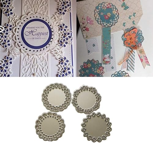 Periwinkluq 4 pcs ronde Dentelle en métal de coupe Die Pochoirs DIY Album de scrapbooking Outil de gaufrage - Nail Gallerys