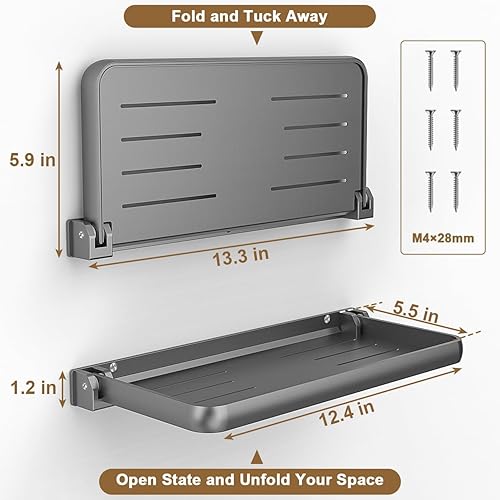 Safoner Lot de 2 étagères murales Pliables en Aluminium pour Camping-Car – L'accessoire Essentiel pour l'organisation intérieure | Rangement Flottant Polyvalent et Peu encombrant - Nail Gallerys