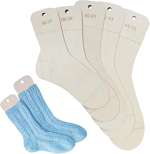 SKIKHN 5 Pièces Bloqueurs de Chaussettes, Set de Planches à Chaussettes Taille 36-45, Bloqueur à Chaussettes, Tendeurs de Chaussettes, Bloqueur De Chaussettes en Bois, Pour le Tricot, le Crochet - Nail Gallerys