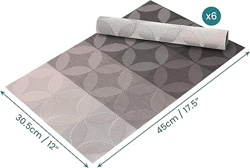 Belle Vous Lot de 6 Sets de Table en PVC Argenté - Sets de Table Antidérapants Faciles à Nettoyer - Résistants à la Chaleur et Imperméables - Cuisine - Table à Manger - Restaurant - Nail Gallerys