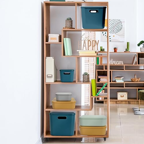 Homéa, Boite avec Couvercle Plastique 5,5L 35 x 25 x h,8 cm Ocre - Nail Gallerys