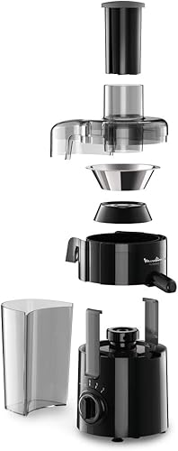 Moulinex Frutelia Plus Centrifugeuse, 950 ml, 350 W, 2 vitesses, Goulot 6 cm, Filtre inox, Compact, Jus maison de fruits et légumes JU370810, Noir - Nail Gallerys