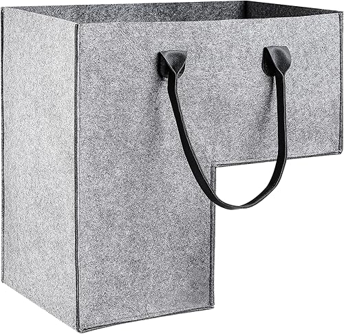 GEKMOR Panier d'escalier pliable en feutre pour escaliers de 40,6 cm, grands paniers d'escalier avec poignées en cuir synthétique, panier de monte-escalier pour escaliers en bois, rangement, - Nail Gallerys
