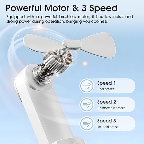 Anluomania Ventilateur Portable, Mini Ventilateur Portable Silencieux, Ventilateur De Bureau Pliable, avec 3 Vitesses et Batterie USB 1200mAh, Compact, Portable Pour Voyage Bureau Maison - Nail Gallerys