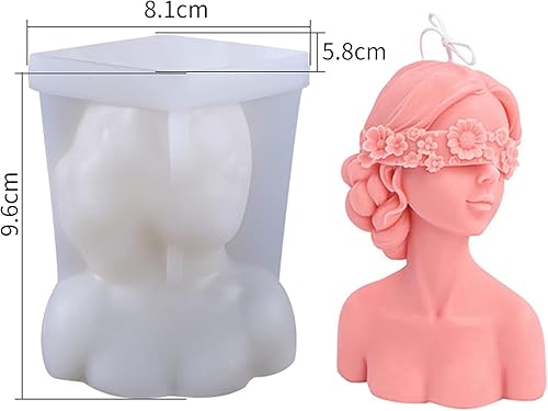 DAKLUNAR Moule à bougie 3D en silicone - Forme femme avec yeux fermés - Moule en silicone - Moule à bougie - Moule à bougie DIY - Pour la fabrication de bougies parfumées - Nail Gallerys