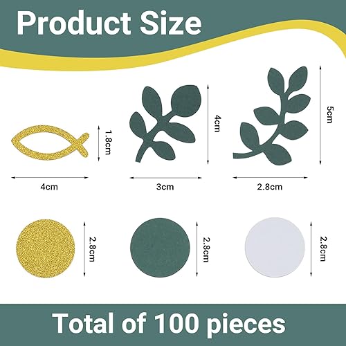 AstraGlam Ensemble De Confettis De Communion, 100 Pièces avec Motif D'Eucalyptus, Poisson Doré Et Motifs À Points, Décoration De Table Idéale pour Baptême, Confirmation Et Communion - Nail Gallerys