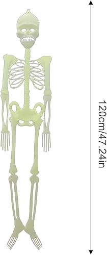 Nuyhgtr Décoration d'Halloween effrayante à suspendre, squelette d'Halloween phosphorescent, décoration murale d'Halloween, figurines articulées pour porte, fenêtre, mur - Nail Gallerys