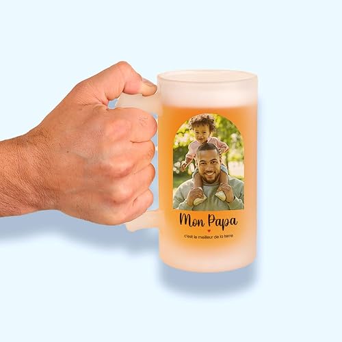 CADEAUX.COM - Chope Bière personnalisable Photo Message Personnalisé - Cadeau Anniversaire Homme Femme Fete Papa Maman - Nail Gallerys