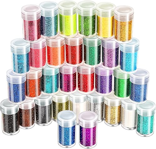 LEOBRO Poudre de paillettes fines – Paillettes extra fines pour résine époxy de Noël, nail art, projets de bricolage, décoration de mariage – 32 couleurs - Nail Gallerys