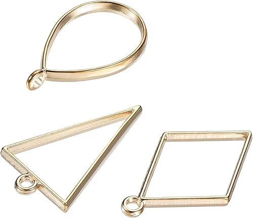 M METERXITY 1 Ensemble/30pcs Ouvert Lunettes pour Résine - Creux Cadres Alliage gouttes Forme, Triangle, Rhombe, Appliquer à DIY Artisanat Pendentifs Pressé Fleurs (Or Ton) - Nail Gallerys