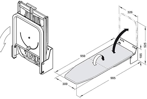 Tcatec Planche à Repasser Murale avec Housse en Coton résistant à la Chaleur 95 x 33 x 18cm Planche à Repasser Murale Peu encombrante - Rotative à 180 ° - pour Fer à Repasser à Vapeur, - Nail Gallerys
