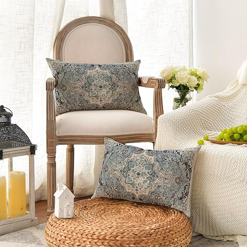 Artoid Mode Lot de 2 housses de coussin bohème, style vintage, grises, 30 x 50 cm, saisonniers, décoration pour canapé, salon - Nail Gallerys