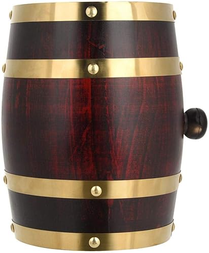 Tonneau à Vin en Chêne, Tonneau à Vin en Bois Vintage Pratique Durable avec Support pour Stockage de Vins（1.5/3/5/10L）(5L) - Nail Gallerys