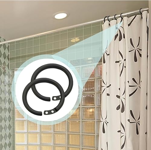 PEXIVOZ 40 Pack Anneaux de Rideau de Douche, Crochets Ronds pour Salle de Noir - Lot de 40 Crochets en Plastique Noir en pour Rideaux de Douche - Nail Gallerys