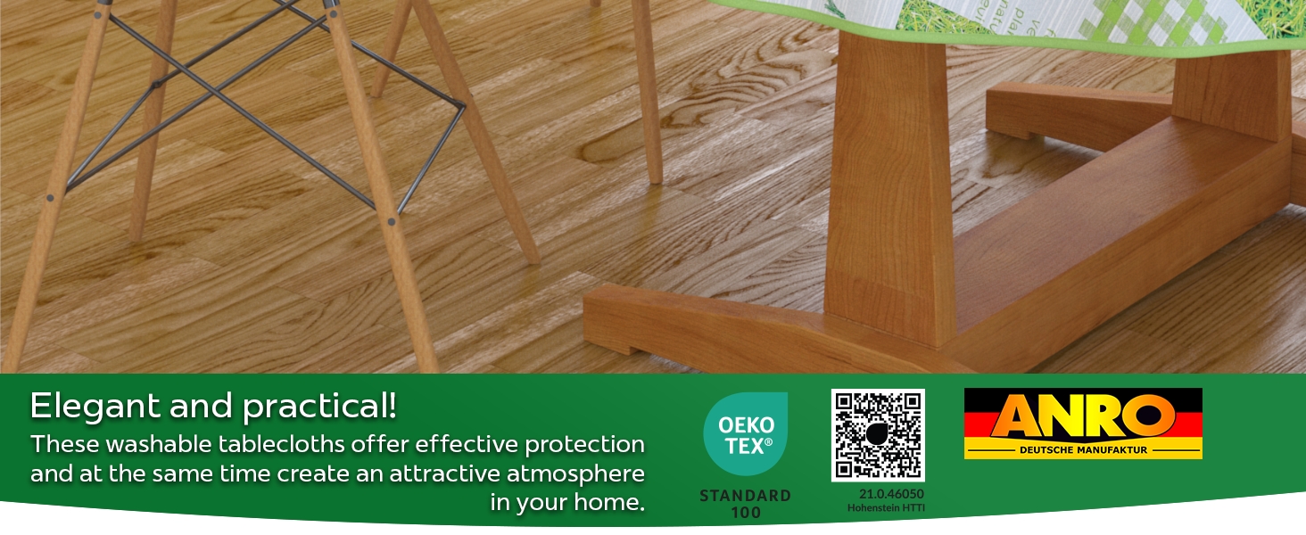 ANRO Nappe en toile cirée lavable, pour table de jardin, ronde, ovale ou rectangulaire