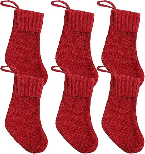 Haloppe Lot de 4/6 chaussettes de Noël tricotées avec corde de suspension, décorations festives de vacances pour manteau d'arbre beige lourd 4 pièces - Nail Gallerys