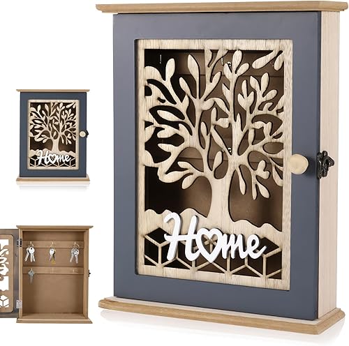 PCXWTLN Boîte à Clés en Bois, Boîte à Clés Rétro avec 6 Crochets à Clés, Organisateur Mural Blanc, Boîte à Clés, Tableau à Clés pour Couloir, Bureau (Évidé) - Nail Gallerys