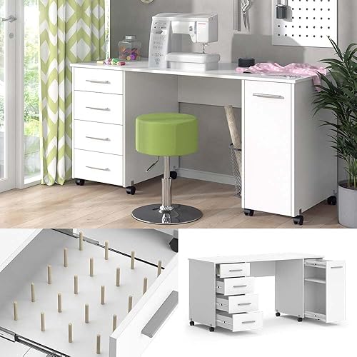 Vicco Bureau, Sonoma/Blanc, 100 x 50 cm - Nail Gallerys