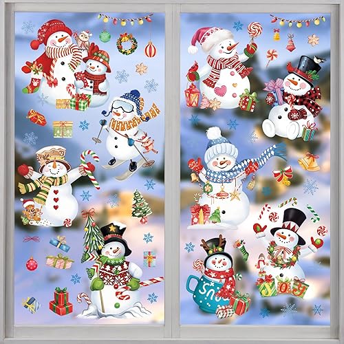 Wondever Stickers Fenêtre Père Noël et Renne - Autocollants Electrostatiques Anti-Collision pour Maison - Décoration de Noël pour Vitre et Fenêtre - Arbre de Noël Bleu - Nail Gallerys