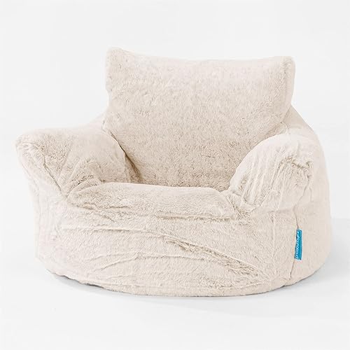 Lounge Pug - Fausse Fourrure Lapin - Fauteuil Enfant, Pouf Enfant - Blanc - Nail Gallerys