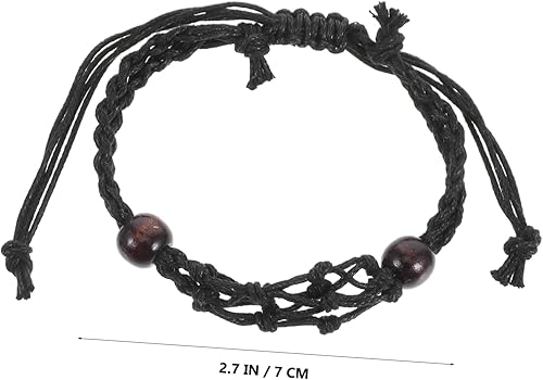 DOITOOL 2 Pièces Bracelet en maille tissée bracelet porte-breloque porte-breloques pour bracelets titulaire de cristal bracelets à cordon vide corde de cire Black - Nail Gallerys
