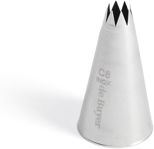 De Buyer - Douille cannelée en inox - C8 - 8 dents, diamètre 0,9 cm - En Inox, Idéale pour Décorer, Garnir et Remplir, Sans Soudure pour Hygiène Parfaite, S'Adapte aux Poches Pâtissières - Nail Gallerys